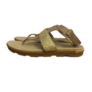 Sorel Torpeda Ankle Strap Sandal Women's Size 11 Kettle Beige Leather Thong Shoe